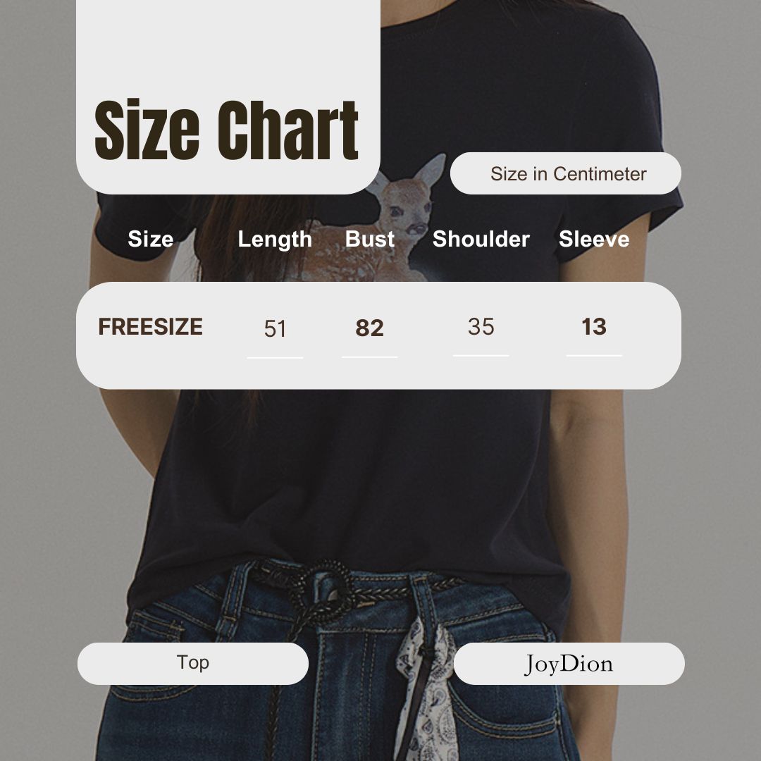 Deer Print Regular-Shoulder Slimming Short-Sleeve Tee