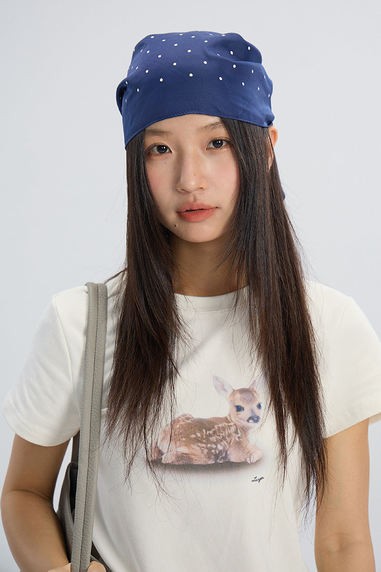 Deer Print Regular-Shoulder Slimming Short-Sleeve Tee