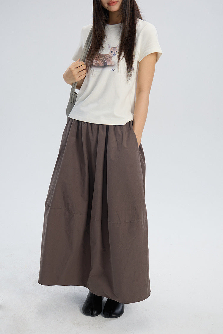 Deer Print Regular-Shoulder Slimming Short-Sleeve Tee
