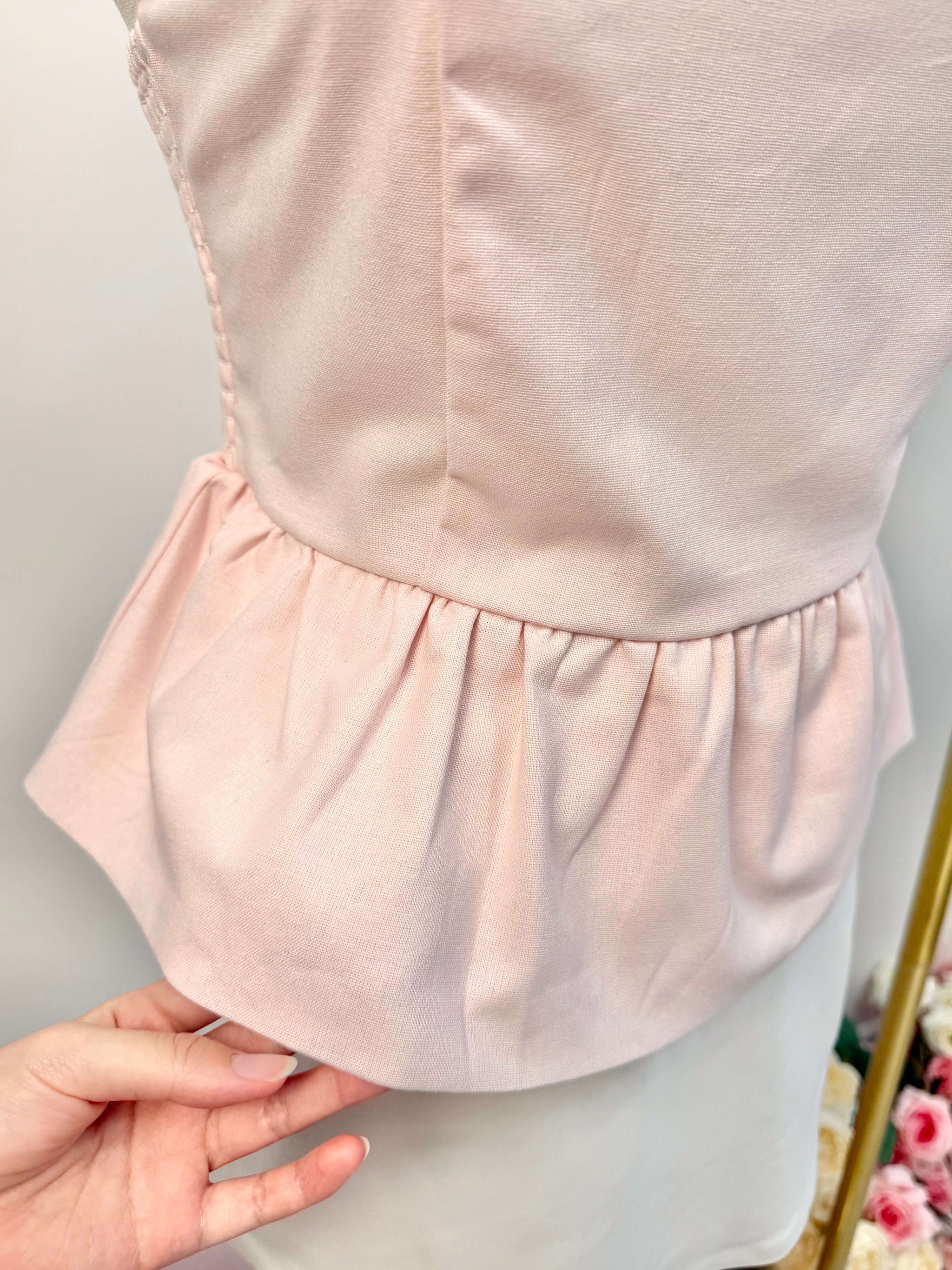 Ruffle Hem Linen Tube Top