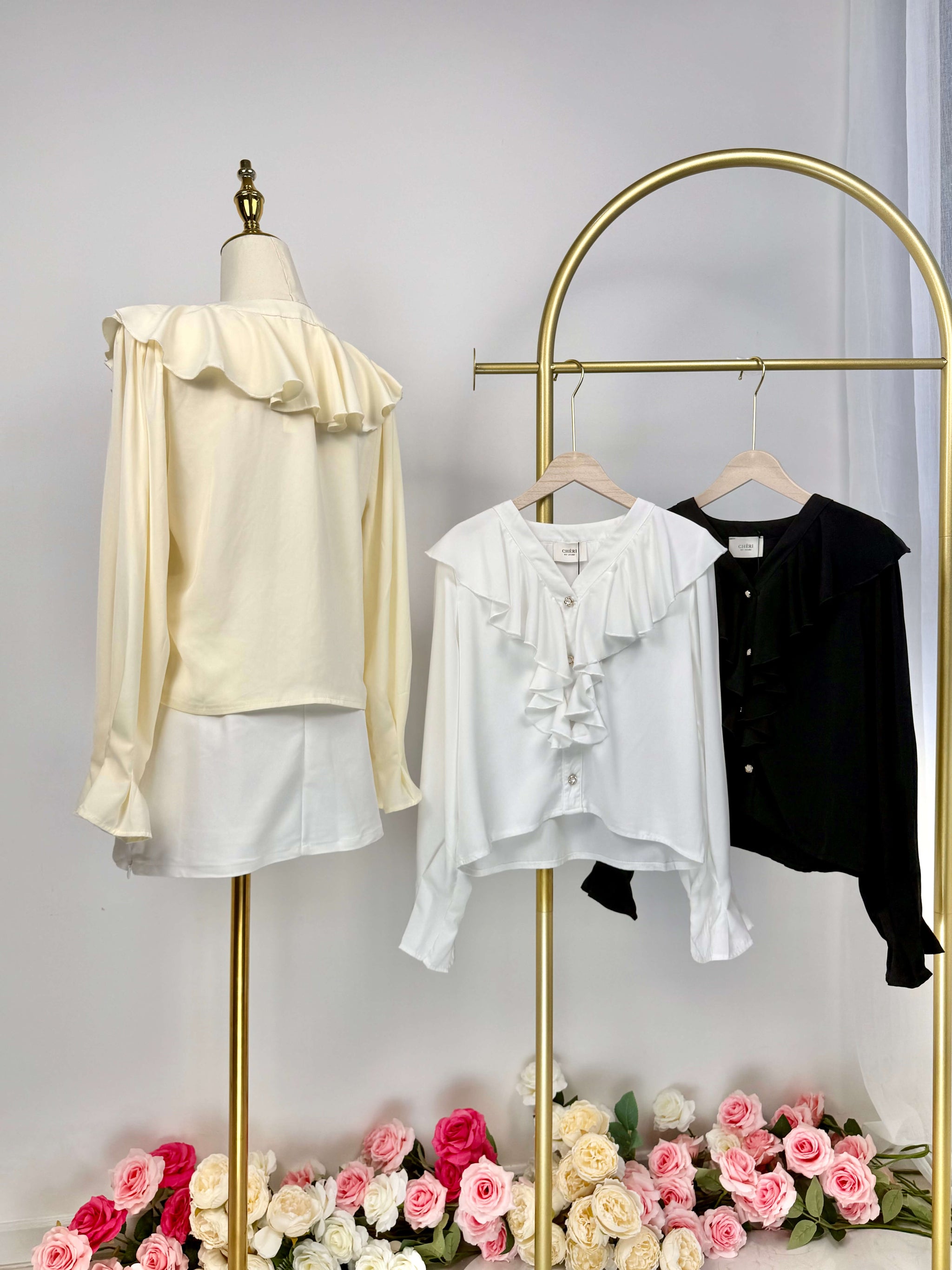 Cascade Ruffle Chiffon Blouse