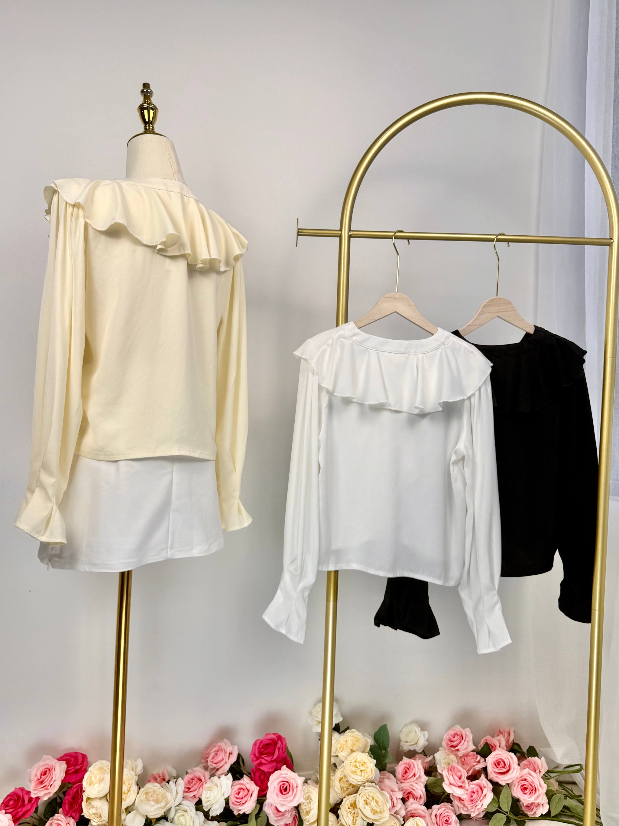 Cascade Ruffle Chiffon Blouse