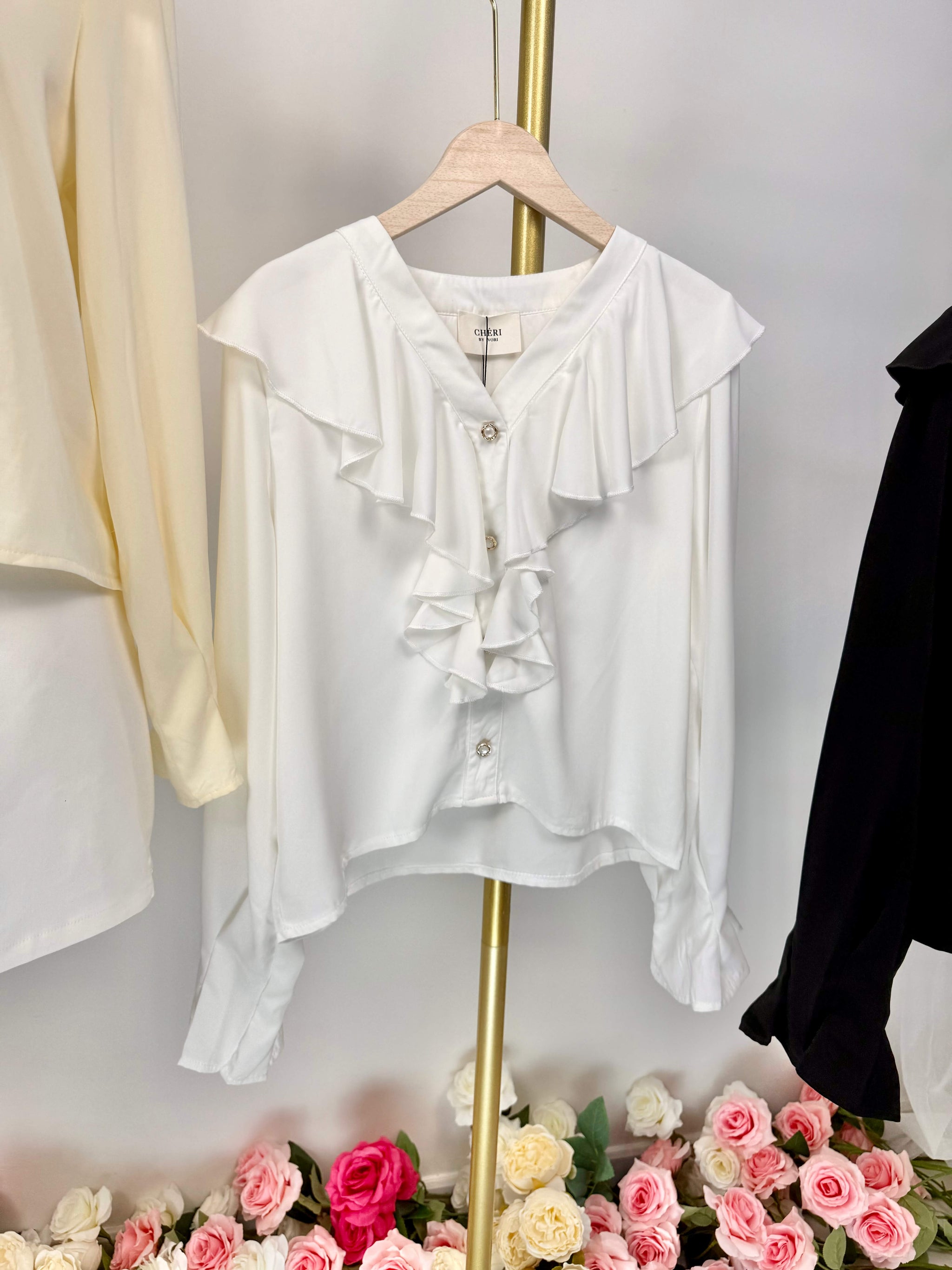Cascade Ruffle Chiffon Blouse