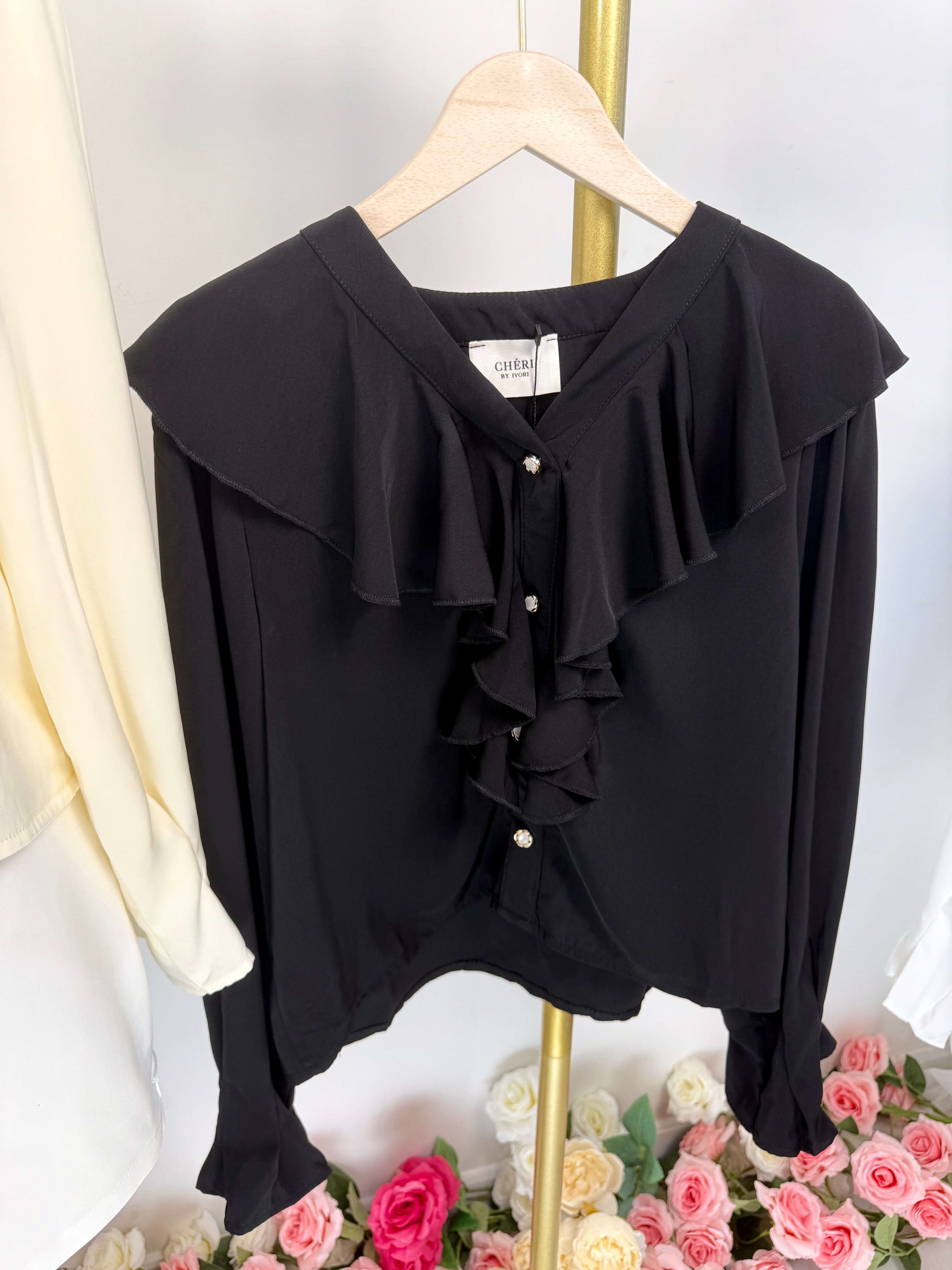 Cascade Ruffle Chiffon Blouse