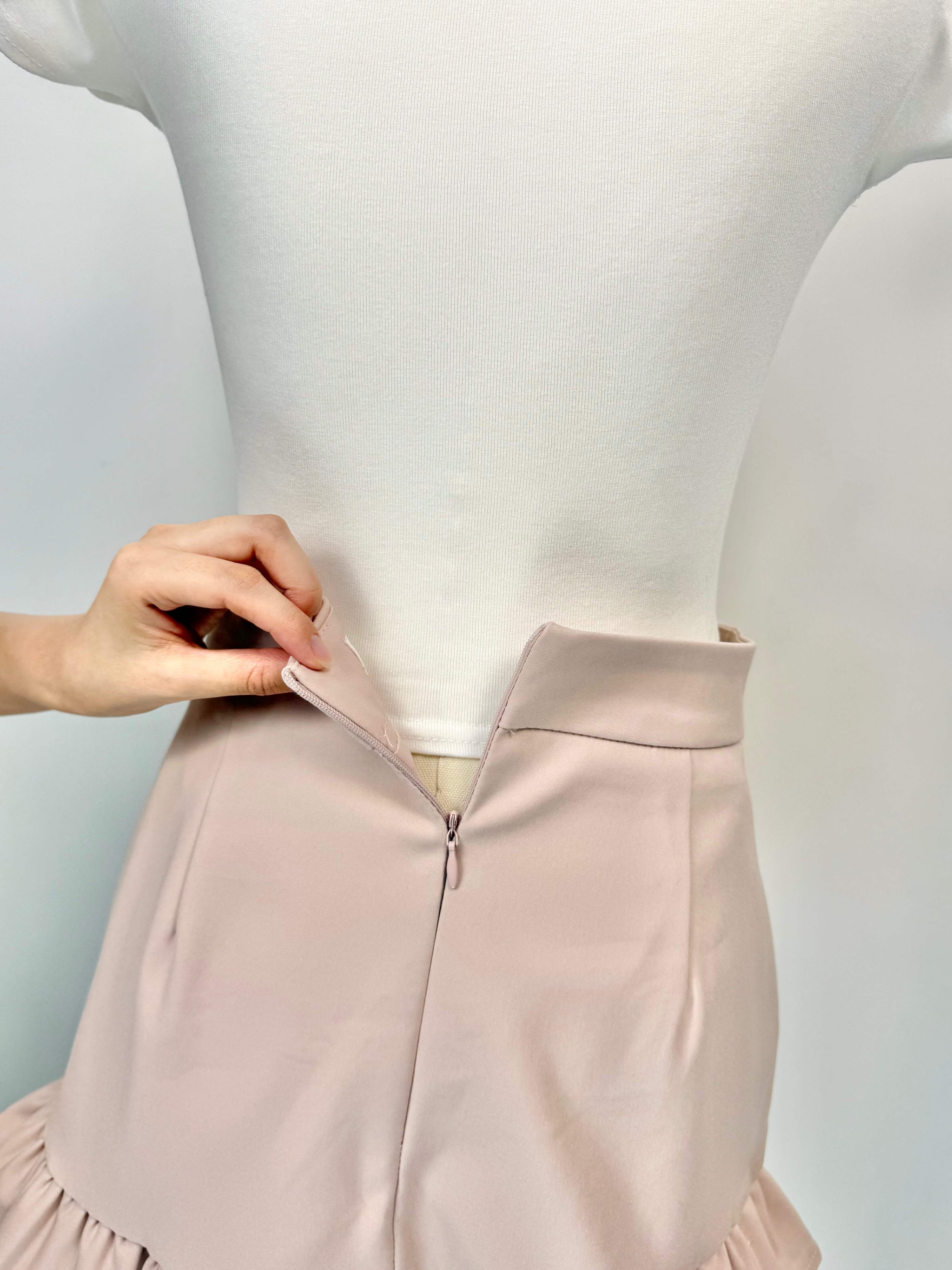 Double Ruffle Hem High-Waist Mini Skirt
