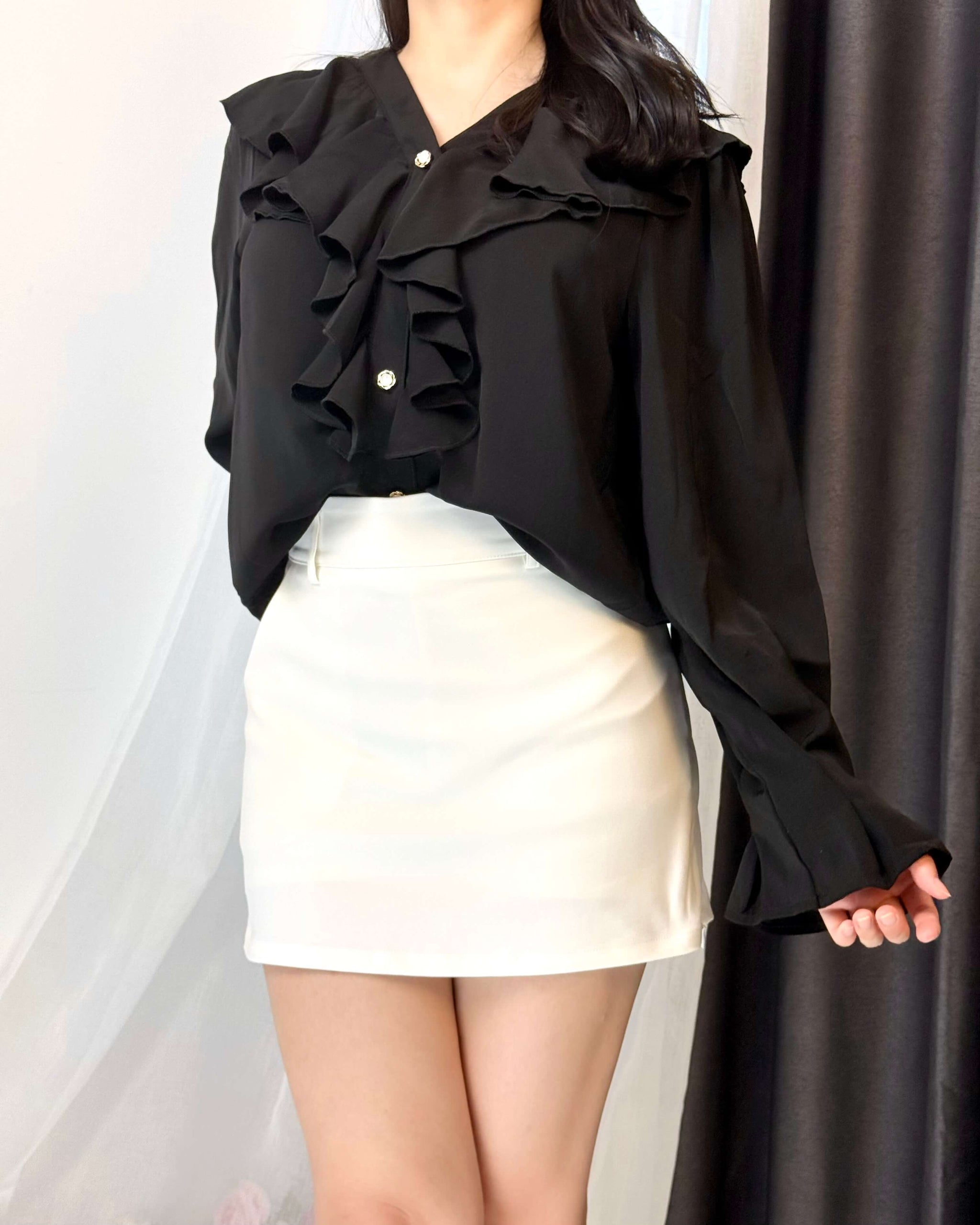 Cascade Ruffle Chiffon Blouse