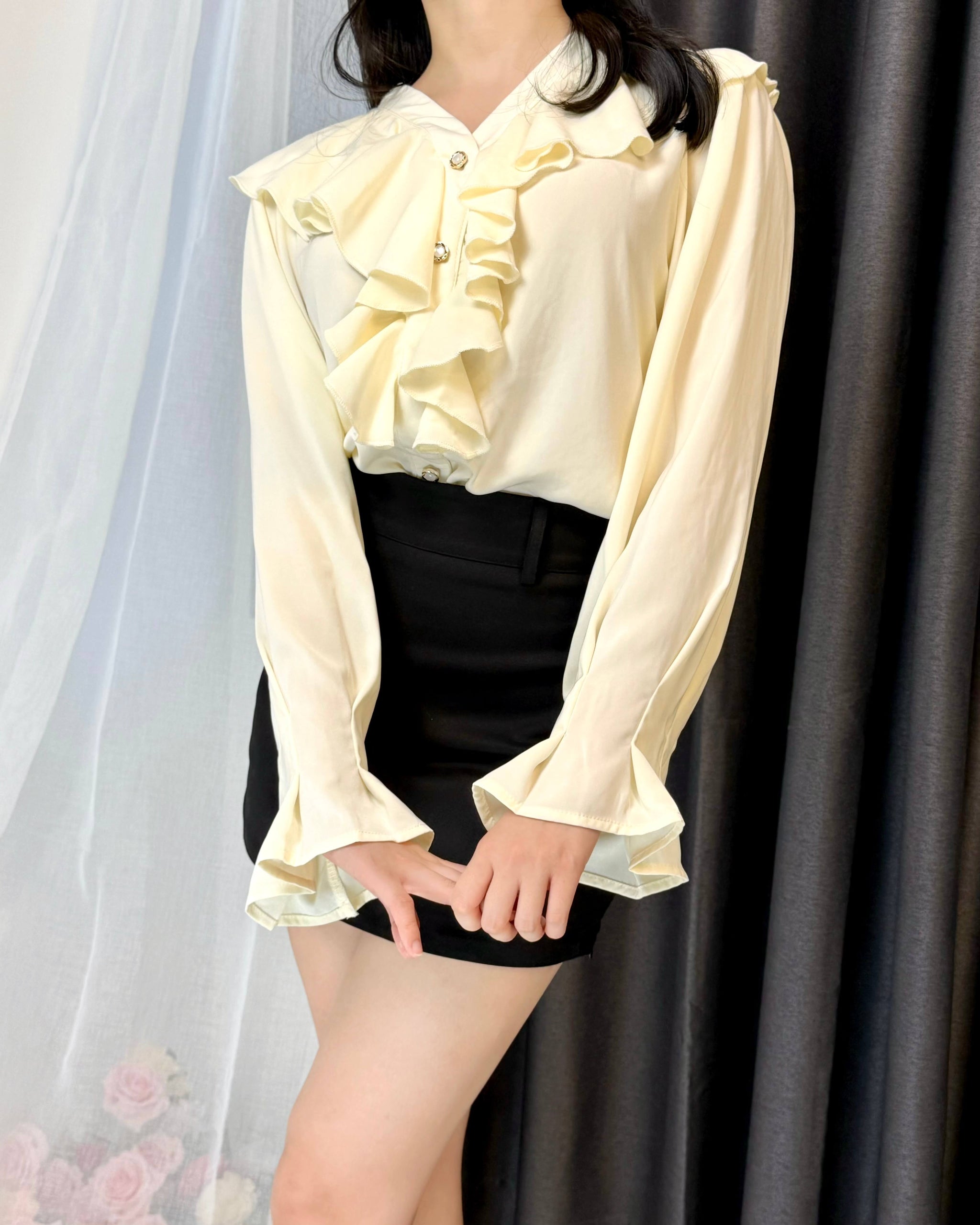 Cascade Ruffle Chiffon Blouse