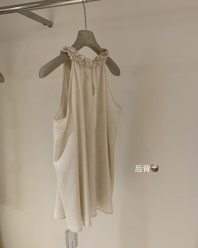 WGWE Ruffle Edge Sleeveless Summer Top