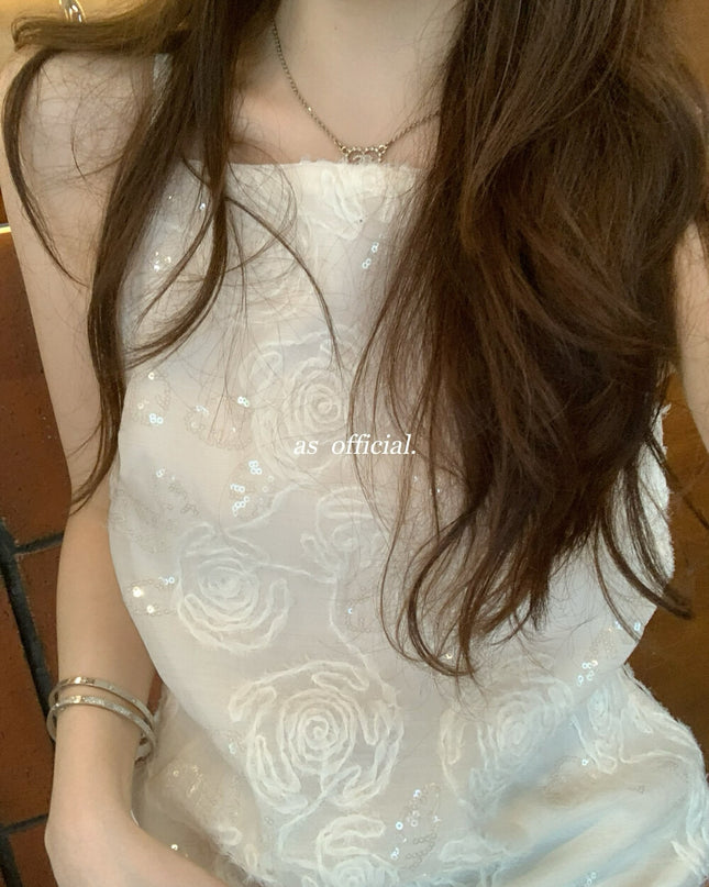 AS OFFICIAL Premium Rose Sequin Top