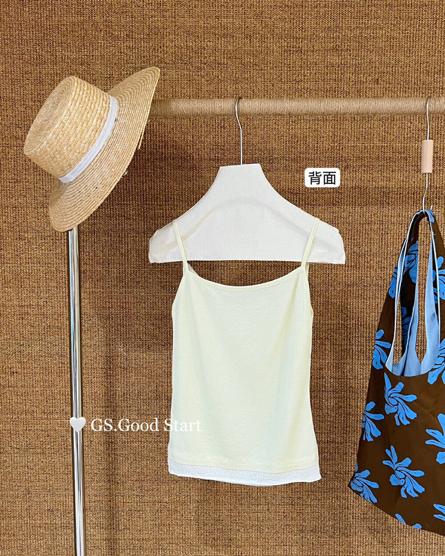 GS.GOOD START Korean Sweet Lace Patchwork Cami Top