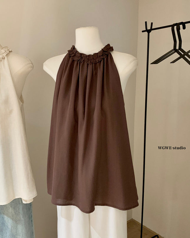 WGWE Ruffle Edge Sleeveless Summer Top