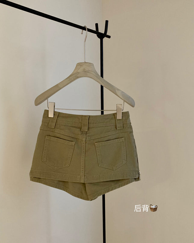 WGWE Low-Waist Ruched Mini Skirt
