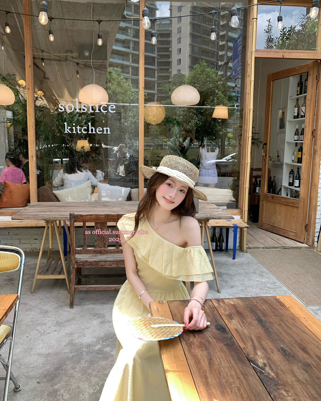AS OFFICIAL Windsor Garden Ruffle Off-Shoulder Dress
