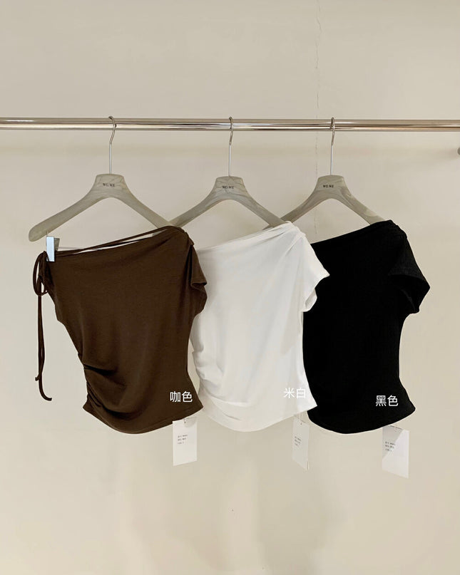 WGWE One-Shoulder Tie Fitted Sleeveless Top