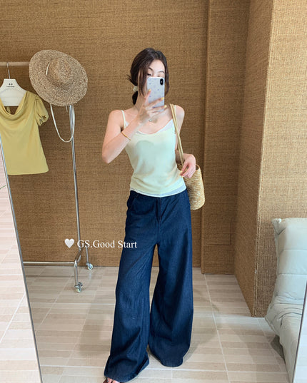GS.GOOD START Korean Sweet Lace Patchwork Cami Top