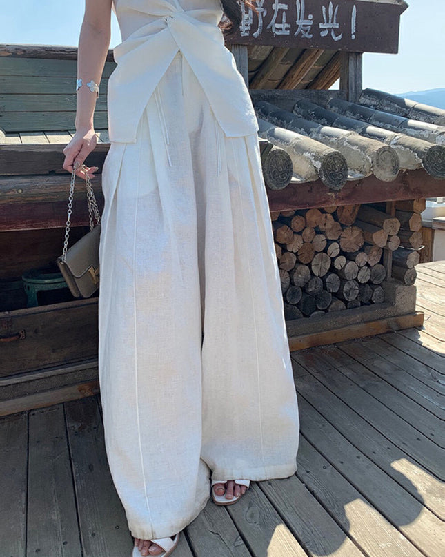 WGWE Twist Detail Top & Wide-Leg Trousers