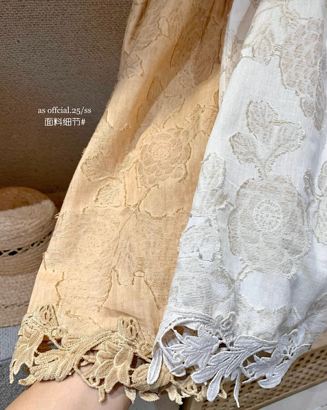 AS OFFICIAL Halter Jacquard Lace Patchwork Top