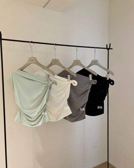 WGWE Soft Girl Asymmetric Twist Top