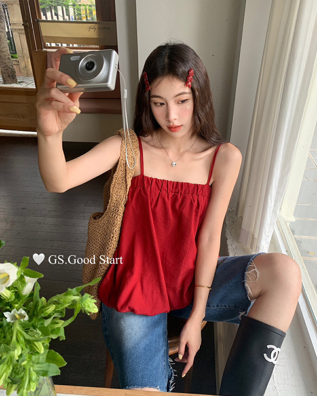 GS.GOOD START Sweet Youthful Bubble Hem Cami Top