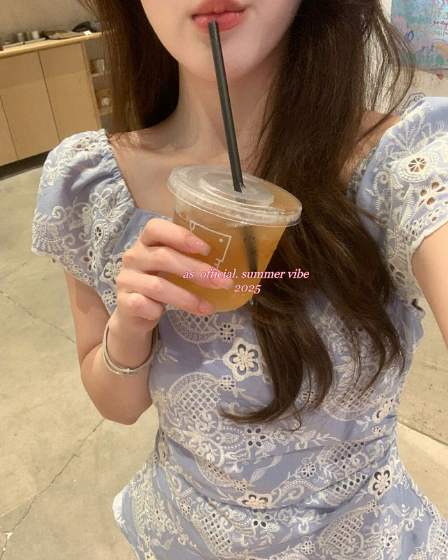 AS OFFICIAL Ocean Breeze Crochet Lace Blouse