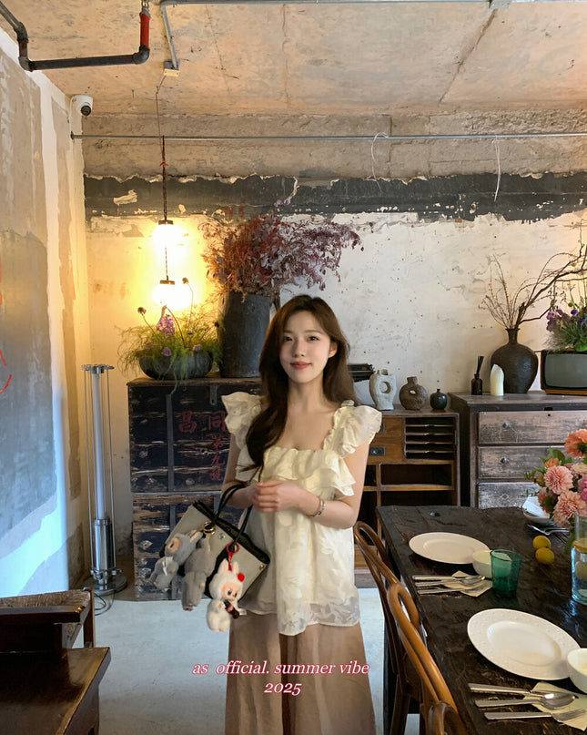 AS OFFICIAL French-Inspired Jacquard Ruffle Top