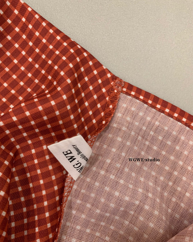 WG.WE Plaid Halter Twist Crop Top