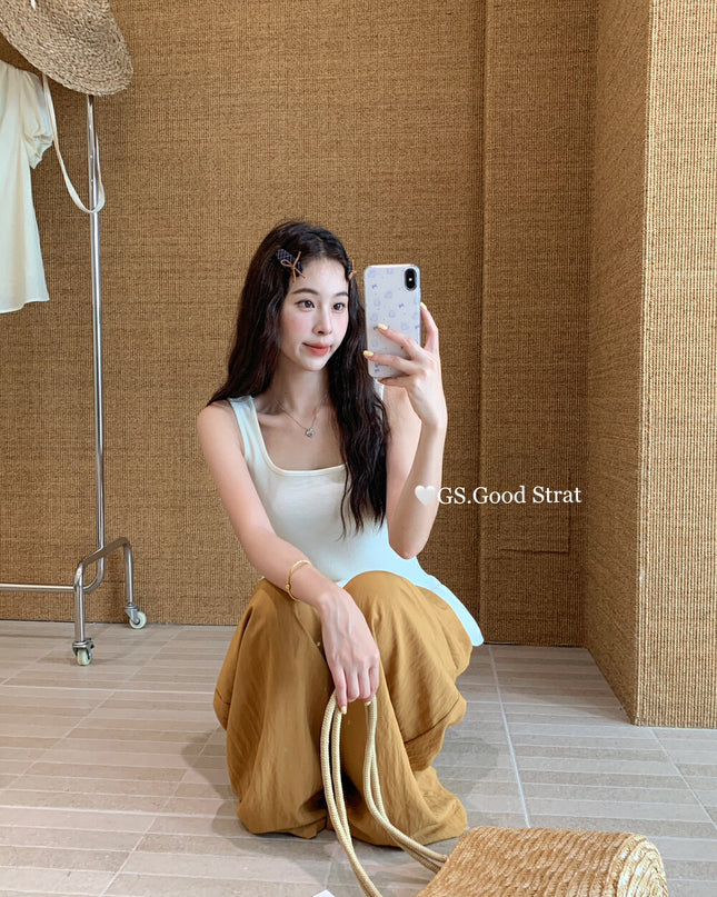 GS.GOOD START Sweet Puff Hem Square Neck Top