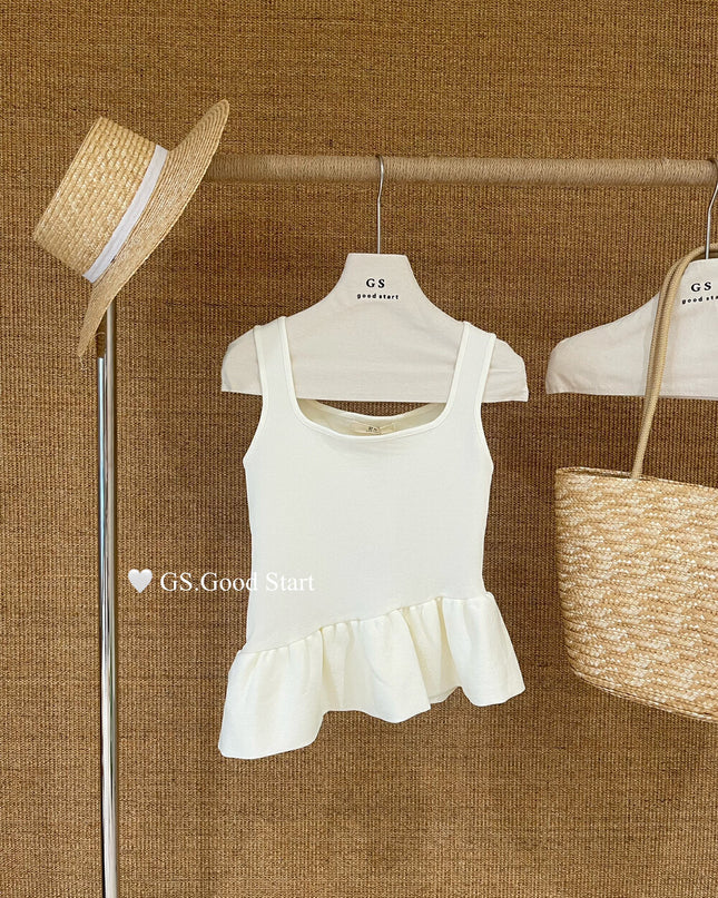 GS.GOOD START Sweet Puff Hem Square Neck Top