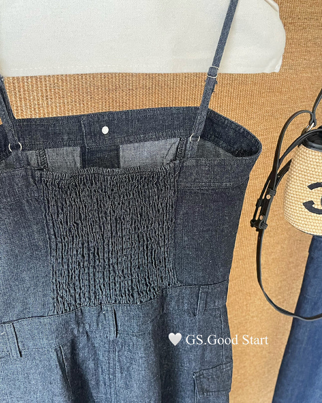 GS.GOOD START Korean Casual Relaxed Denim Cami Dress