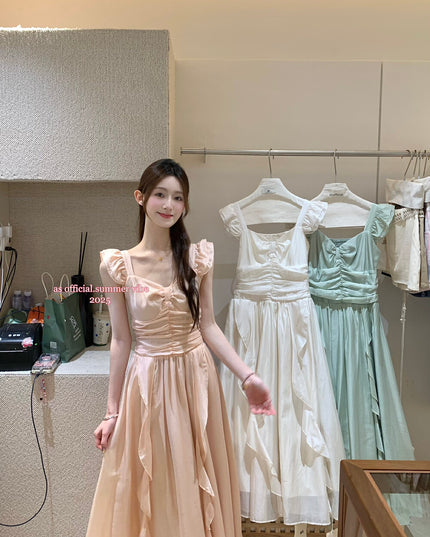 AS OFFICIAL Square-Neck Ruffle Dress
