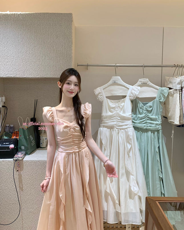 AS OFFICIAL Square-Neck Ruffle Dress