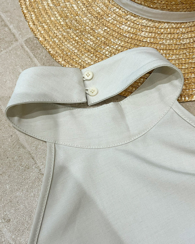 GS.GOOD START Halter Neck Sleeveless Dress with Waist Belt