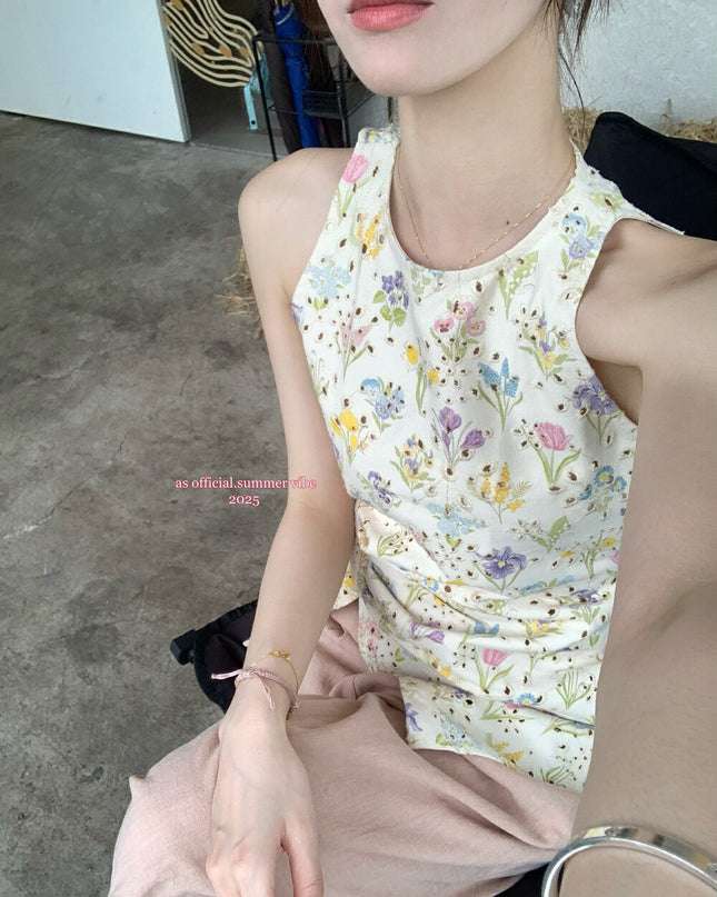 AS OFFICIAL Summer Bloom Tulip Denim Vest