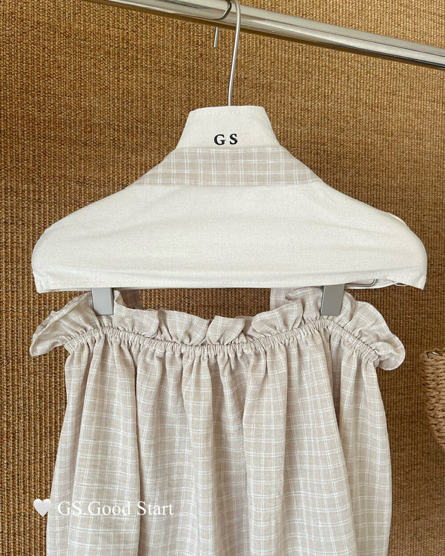 GS.GOOD START Sweetheart Plaid Lace Bustier Crop Top