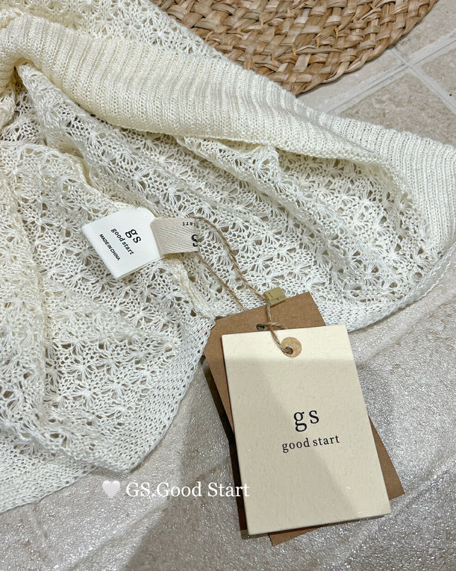 GS.GOOD START Relaxed Fit Hollow Mesh Vest with Detachable Waist Tie