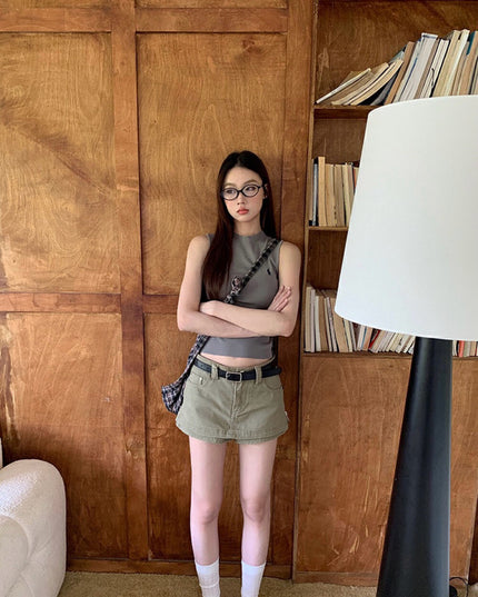 WGWE Low-Waist Ruched Mini Skirt