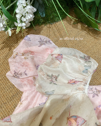 AS OFFICIAL Golden Butterfly Off-Shoulder Puff Sleeve Top