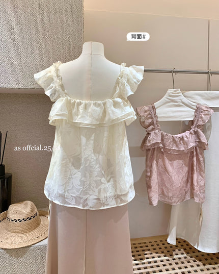 AS OFFICIAL French-Inspired Jacquard Ruffle Top