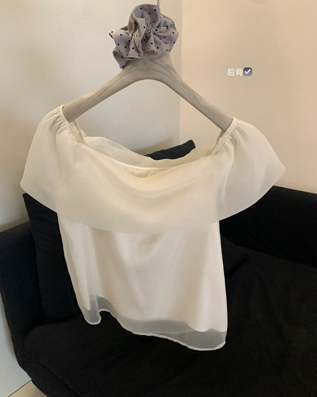 WGWE Sweetheart Mesh Puff Sleeve Top
