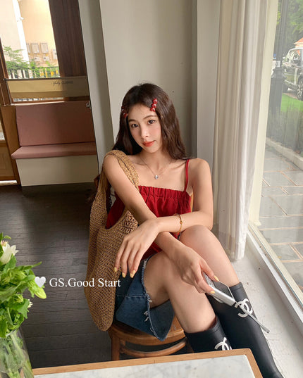 GS.GOOD START Sweet Youthful Bubble Hem Cami Top