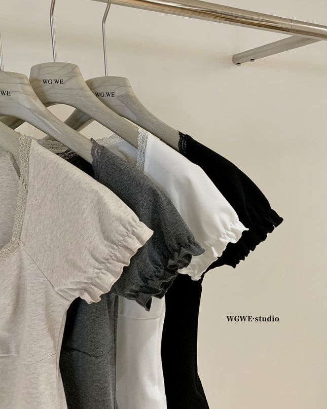 WGWE Balletcore Lace-Trim Fitted Tee