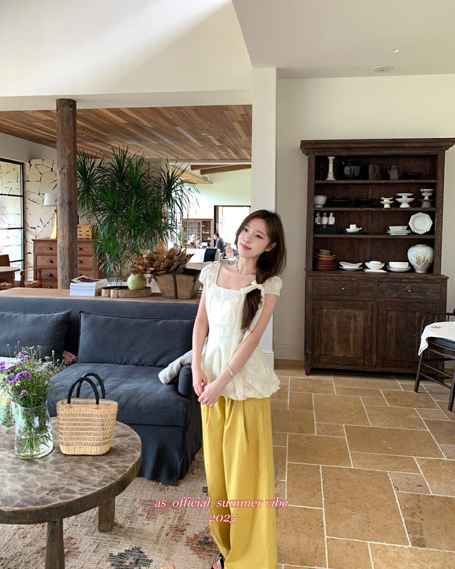 AS OFFICIAL Linen Wide Leg Relaxed Fit Pants