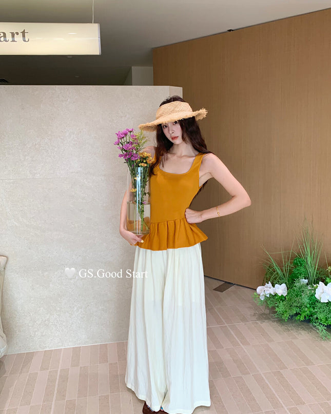 GS.GOOD START Sweet Puff Hem Square Neck Top