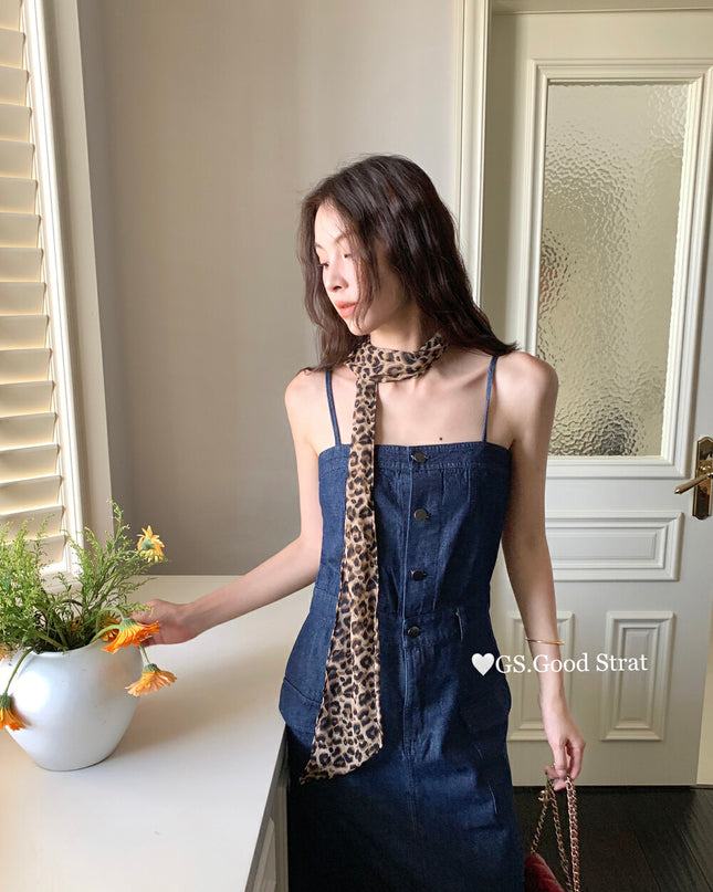 GS.GOOD START Korean Casual Relaxed Denim Cami Dress