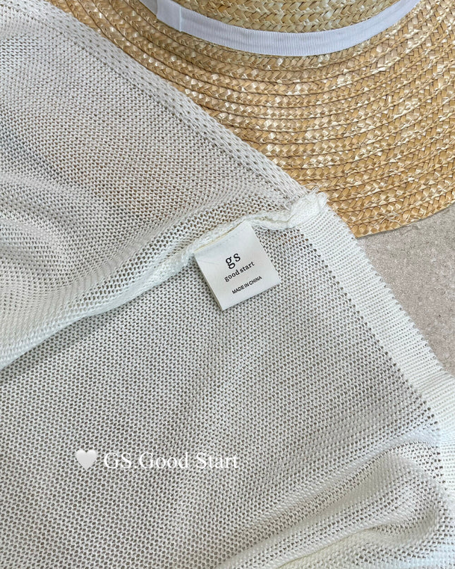 GS.GOOD START V Neck Slim Fit Knitted Short Sleeve Top