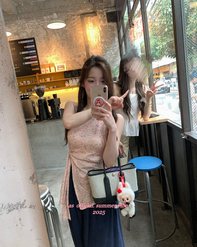 AS OFFICIAL Tie-Strap Asymmetric Sleeveless Top