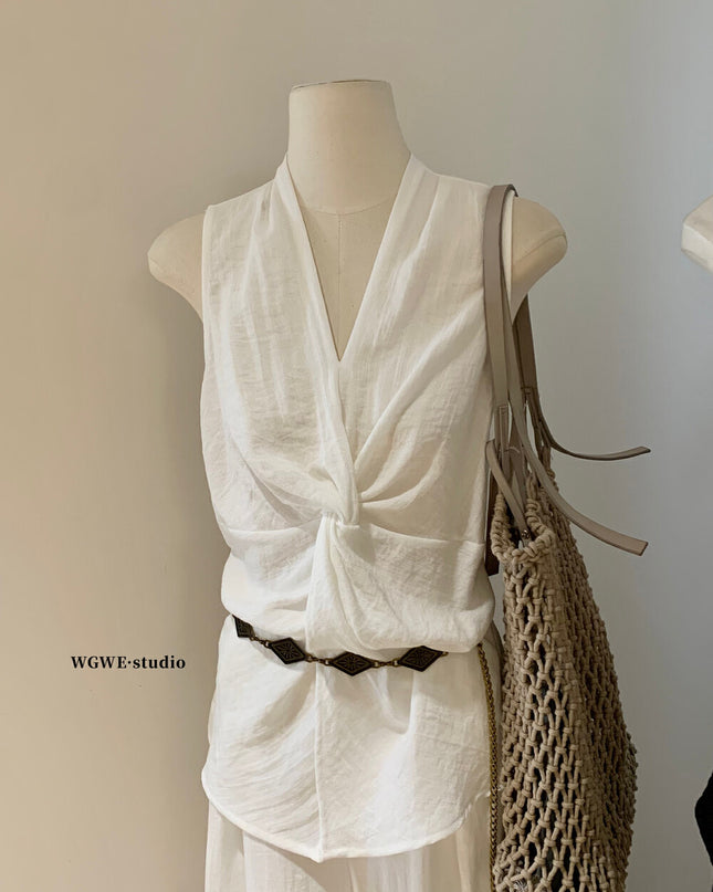 WGWE Twist Detail Top & Wide-Leg Trousers