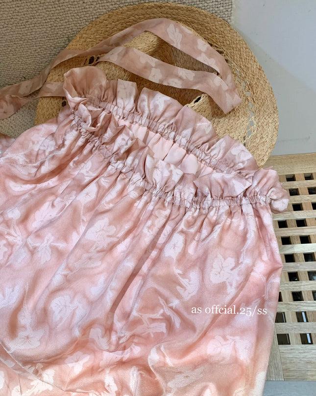 AS OFFICIAL Floral Jacquard Strapless Top with Ribbon