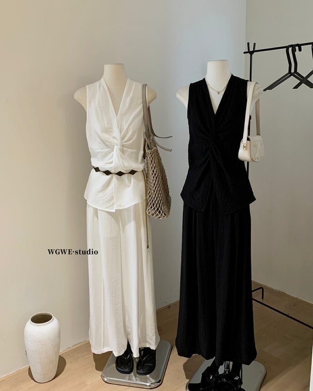 WGWE Twist Detail Top & Wide-Leg Trousers