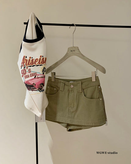 WGWE Low-Waist Ruched Mini Skirt